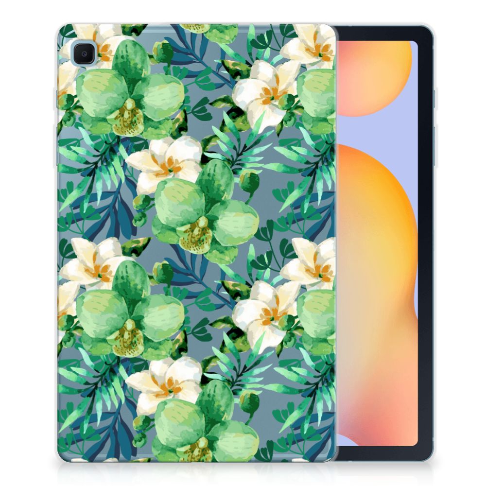 Samsung Galaxy Tab S6 Lite | S6 Lite (2022) Siliconen Hoesje Orchidee Groen - B2C Telecom