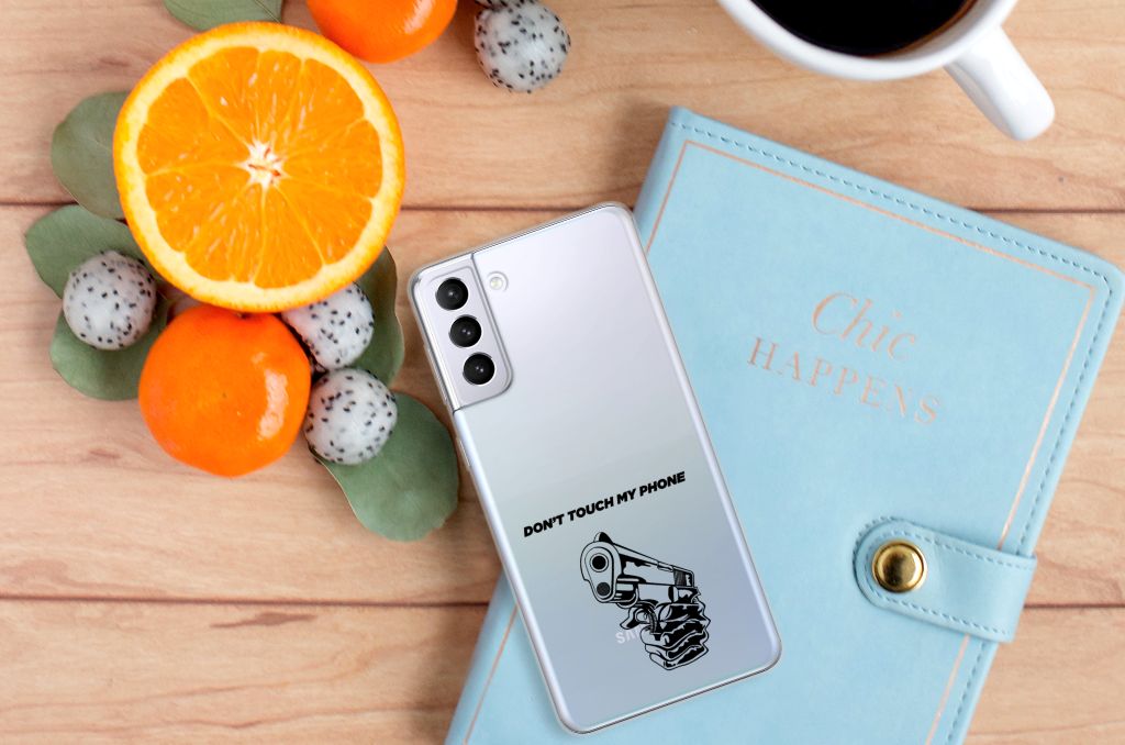 Samsung Galaxy S21 Plus Silicone-hoesje Gun Don't Touch My Phone B2C Telecom