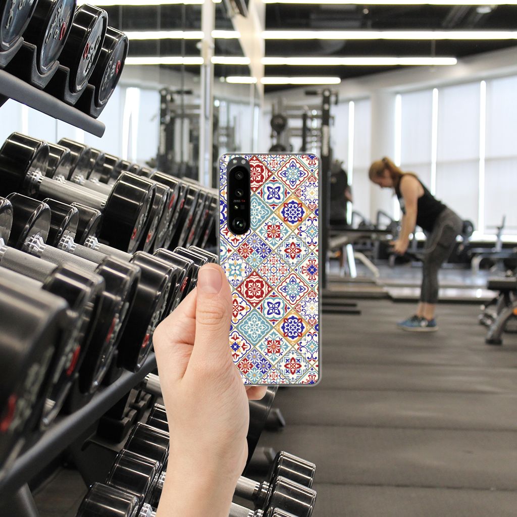 Sony Xperia 1 III TPU Siliconen Hoesje Tiles Color B2C Telecom