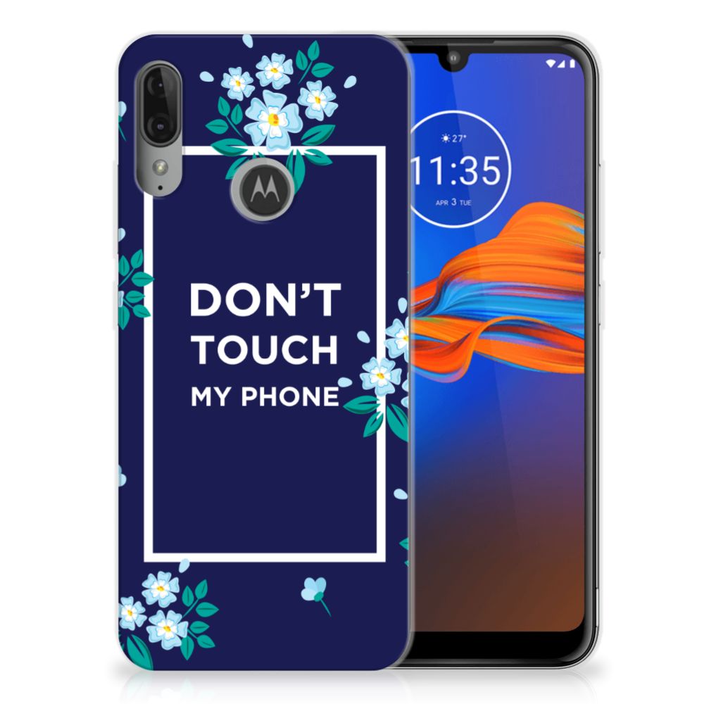 Motorola Moto E6 Plus Silicone-hoesje Flowers Blue DTMP
