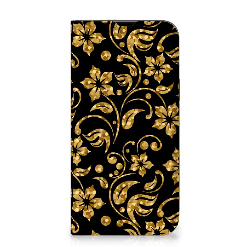 iPhone 13 Pro Max Smart Cover Gouden Bloemen - B2C Telecom
