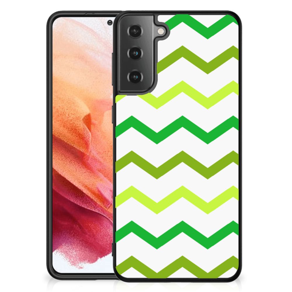 Samsung Galaxy S21 Back Case Zigzag Groen