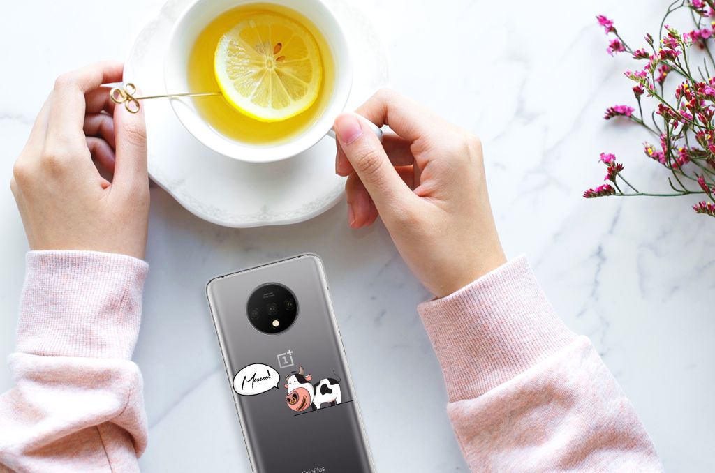 OnePlus 7T Telefoonhoesje met Naam Cow