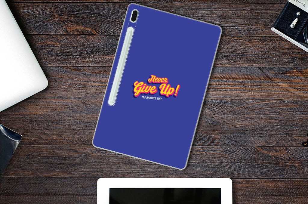 Samsung Galaxy Tab S7FE Back cover met naam Never Give Up - B2C Telecom
