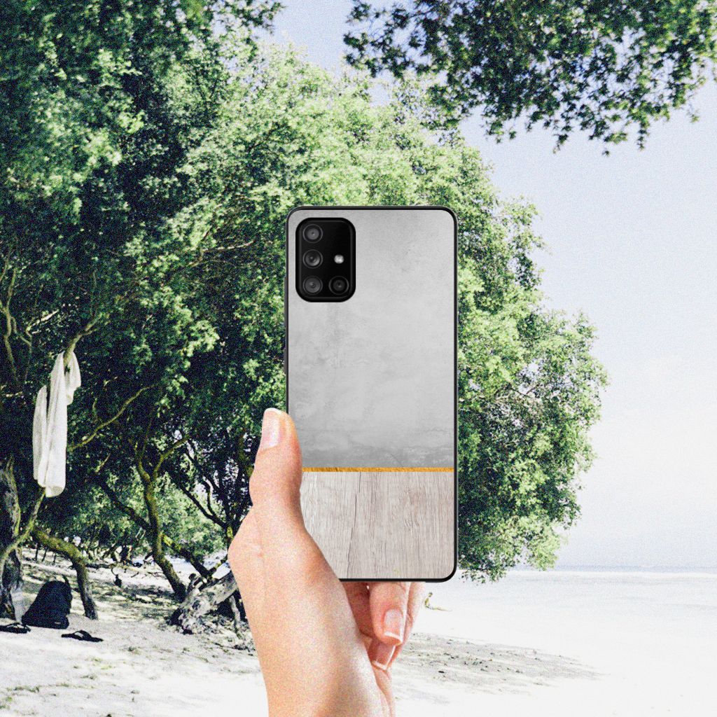 Samsung Galaxy A71 Houten Print Telefoonhoesje Wood Concrete B2C Telecom