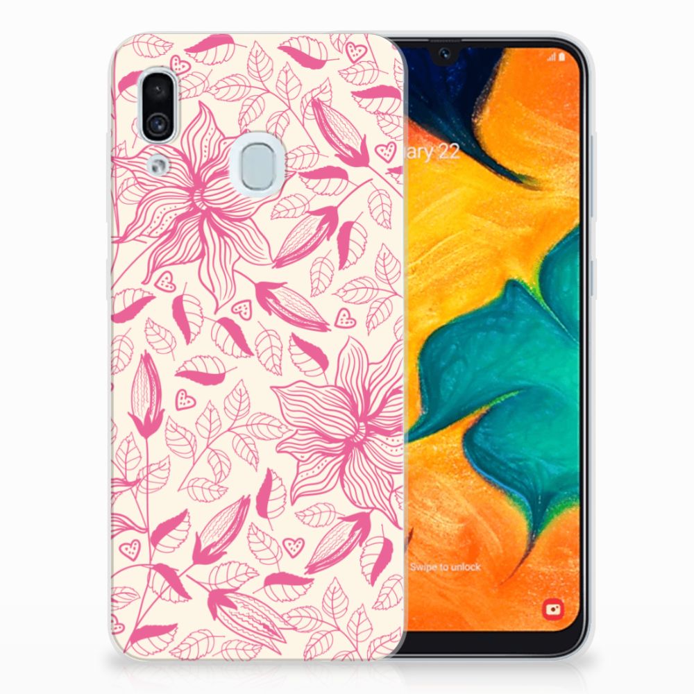 Samsung Galaxy A30 TPU Case Pink Flowers