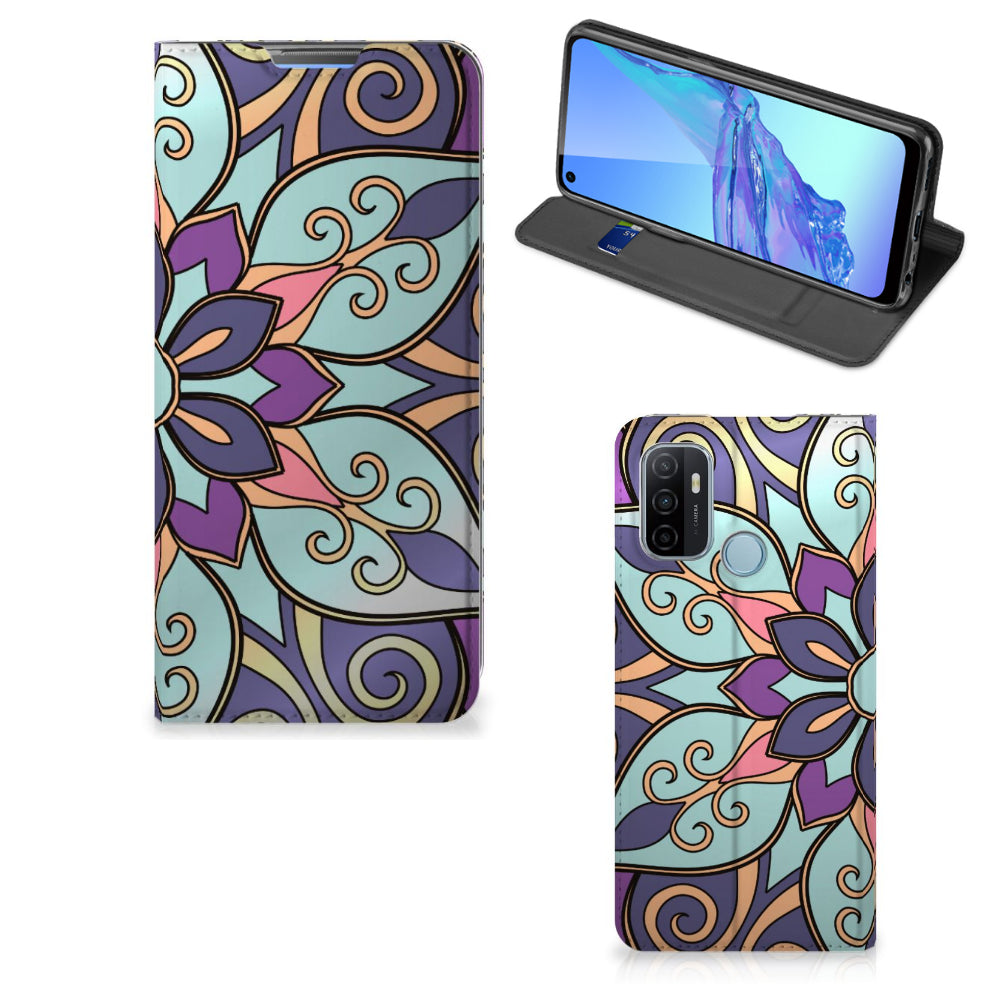 OPPO A53 | A53s Smart Cover Purple Flower