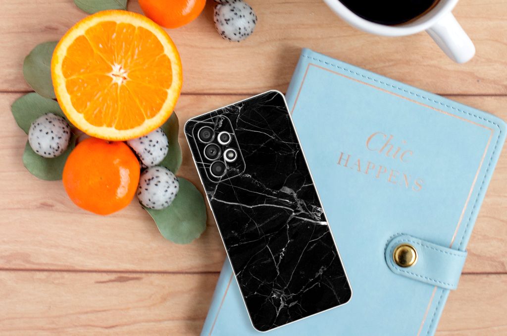 Samsung Galaxy A73 5G TPU Siliconen Hoesje Marmer Zwart - Origineel Cadeau Vader B2C Telecom