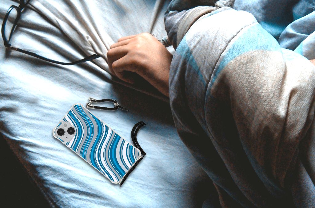 iPhone 14 Doorzichtige Silicone Hoesje Waves Blue B2C Telecom