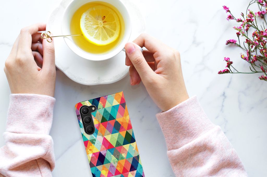 Samsung Galaxy S23 Plus Hoesje met Magneet Geruit - B2C Telecom