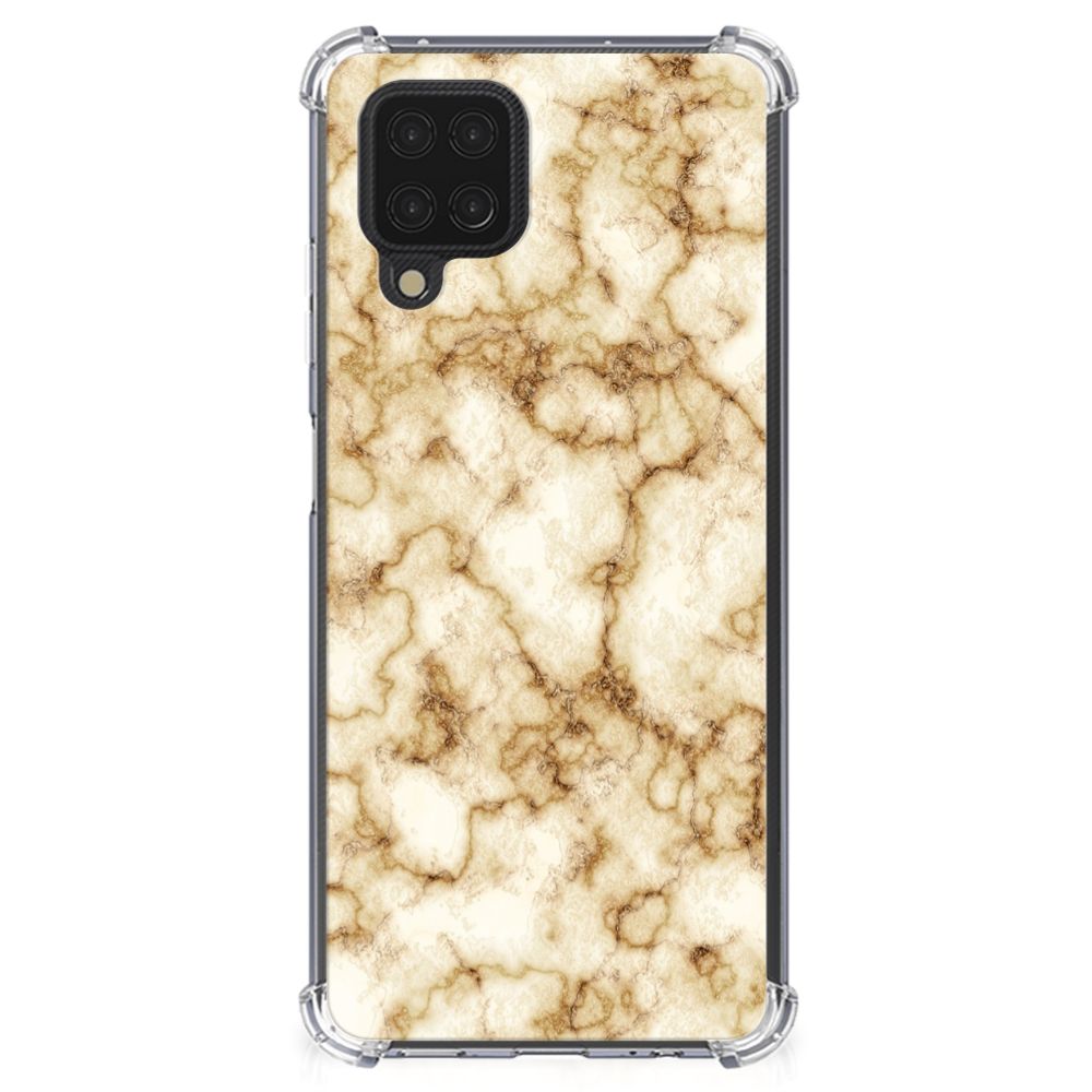 Samsung Galaxy A12 Anti-Shock Hoesje Marmer Goud - B2C Telecom