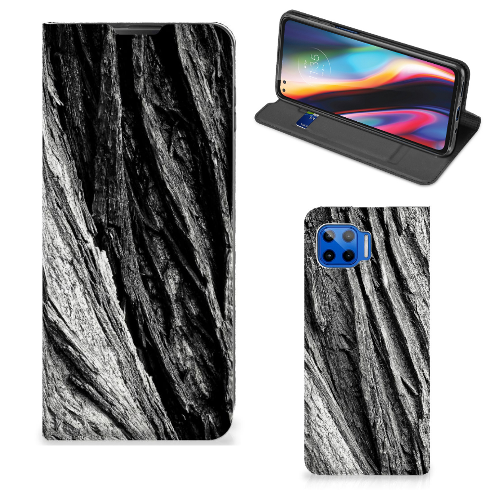 Book Wallet Case Motorola Moto G 5G Plus Boomschors Grijs - B2C Telecom