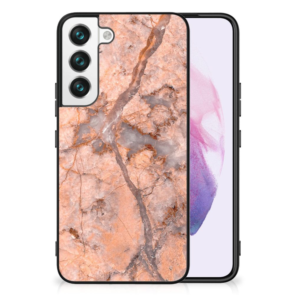Samsung Galaxy S22 Marmeren Print Telefoonhoesje Marmer Oranje