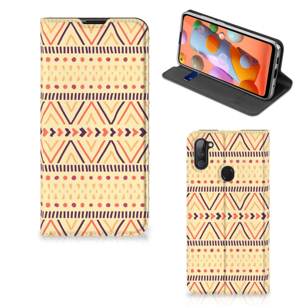 Samsung Galaxy M11 | A11 Hoesje met Magneet Aztec Yellow