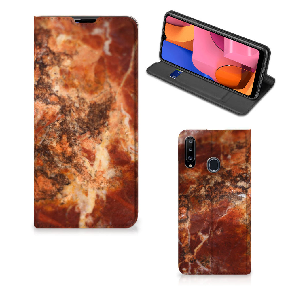 Samsung Galaxy A20s Standcase Marmer Bruin