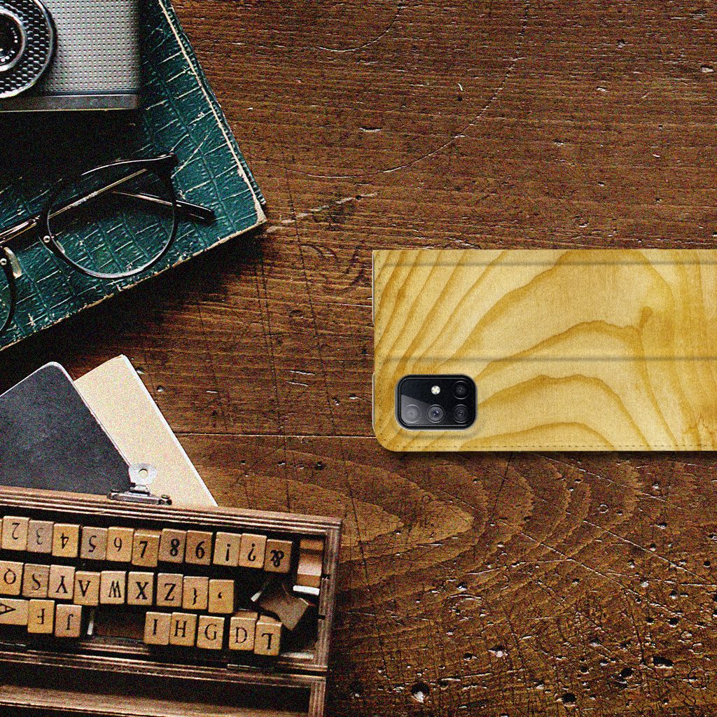 Samsung Galaxy M51 Book Wallet Case Licht Hout - B2C Telecom