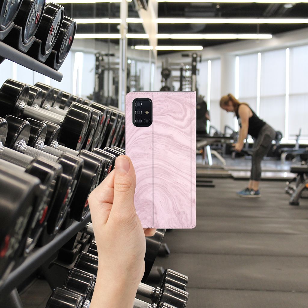 Samsung Galaxy A51 Standcase Marble Pink - Origineel Cadeau Vriendin - B2C Telecom