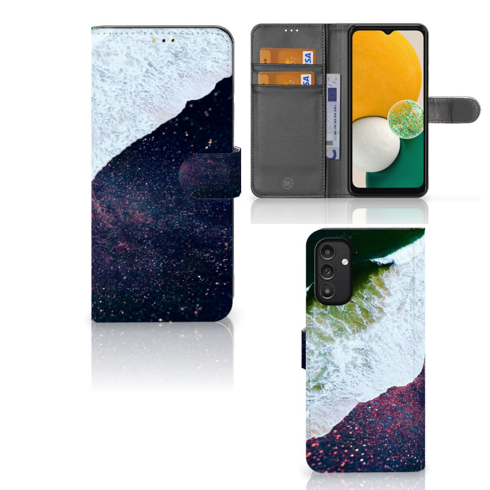 Samsung Galaxy A14 5G Book Case Sea in Space met abstract ontwerp en TPU-siliconen kunstleer.