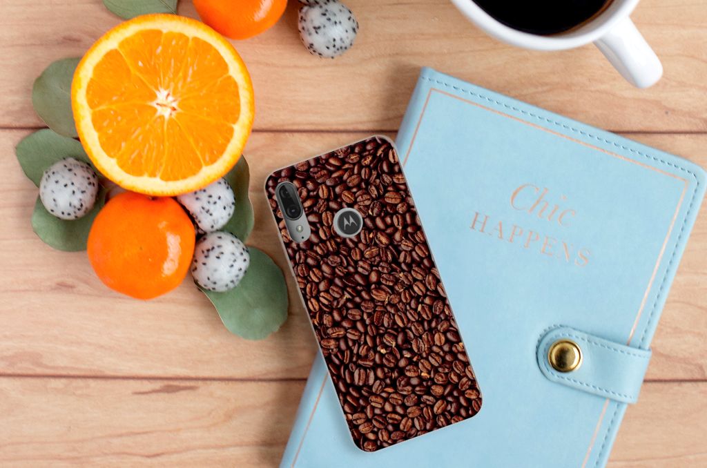 Motorola Moto E6 Plus Siliconen Case Koffiebonen