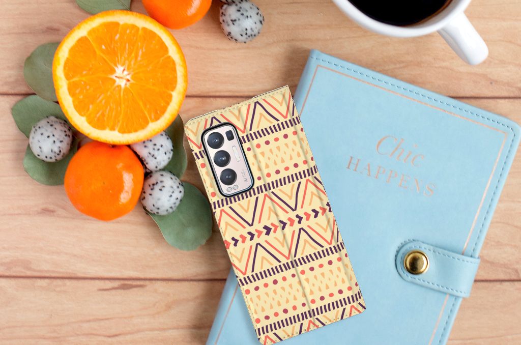 OPPO Find X3 Neo Hoesje met Magneet Aztec Yellow - B2C Telecom