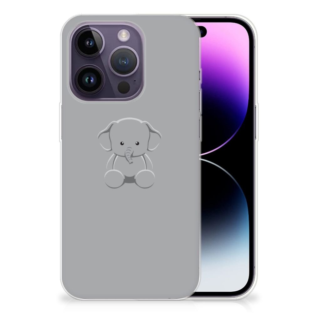 Apple iPhone 14 Pro Telefoonhoesje met Naam Grijs Baby Olifant B2C Telecom