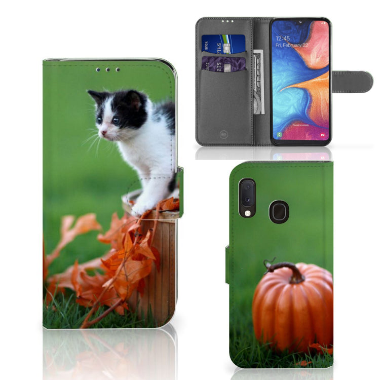 Samsung Galaxy A20e Telefoonhoesje met Pasjes Kitten