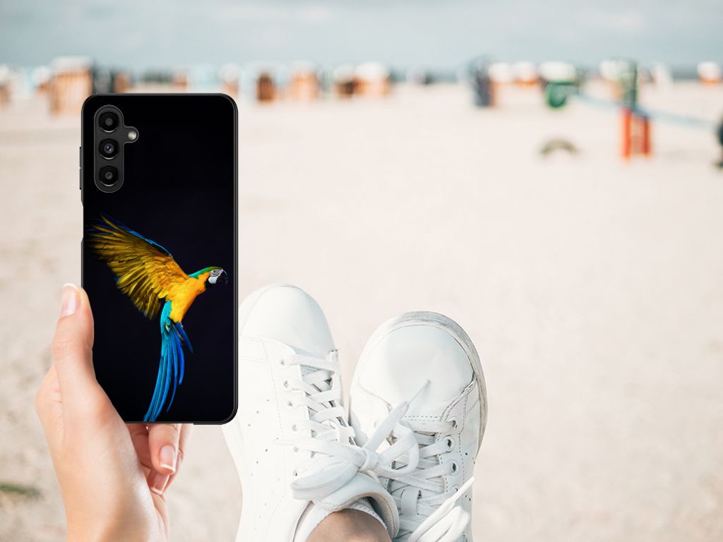 Samsung Galaxy A14 5G Dierenprint Telefoonhoesje Papegaai met papegaai design op strand