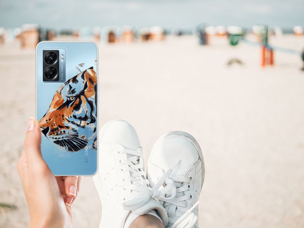 Hoesje maken OPPO A77 | A57 5G Watercolor Tiger B2C Telecom