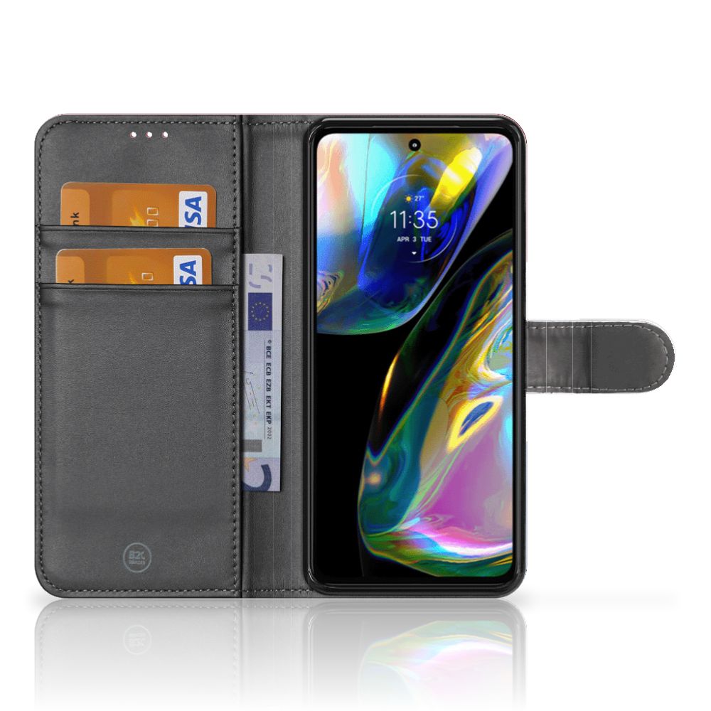 Motorola Moto G52 | Moto G82 Bookstyle Case Nederlandse Vlag met pasjesvak, zwart design.