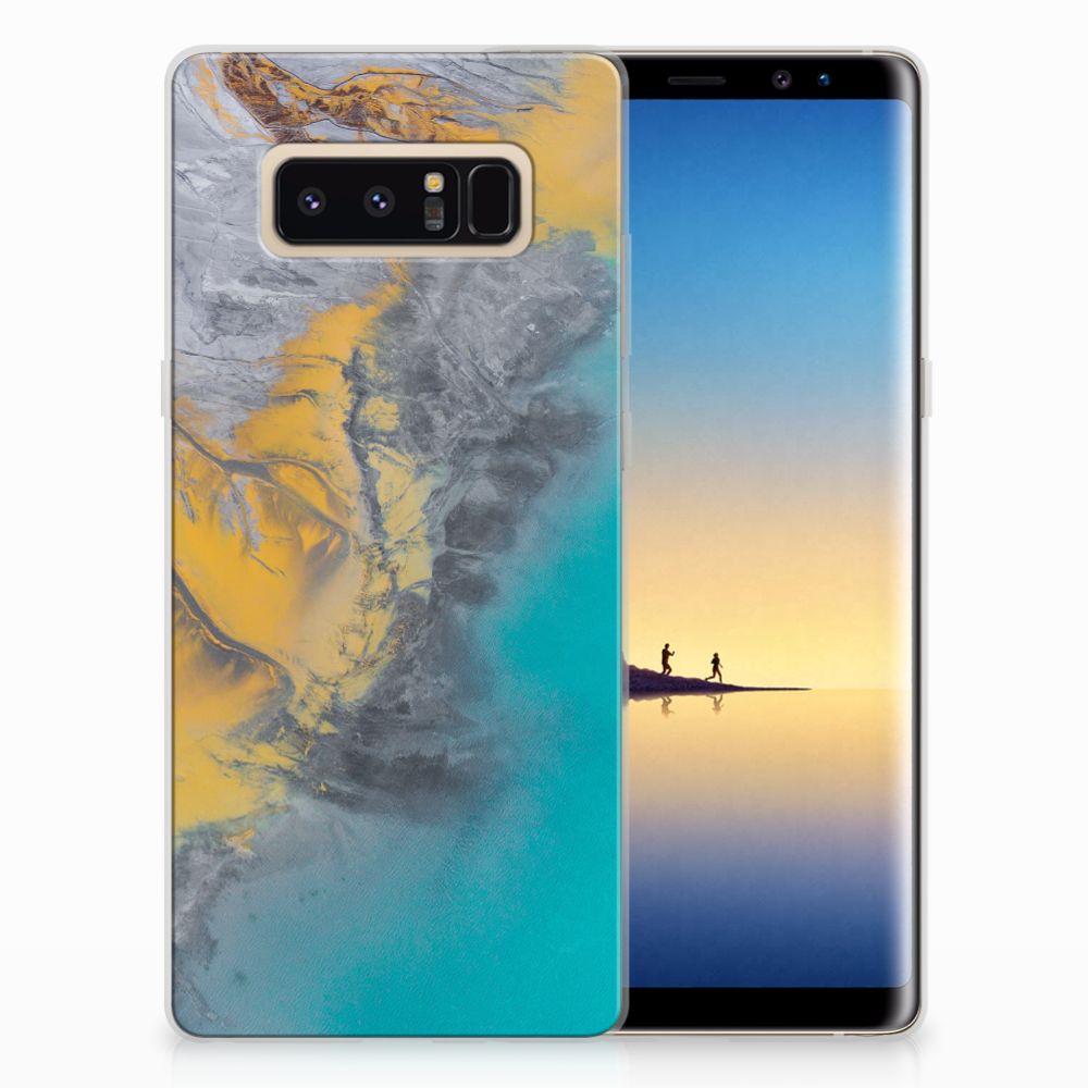 Samsung Galaxy Note 8 TPU Siliconen Hoesje Marble Blue Gold