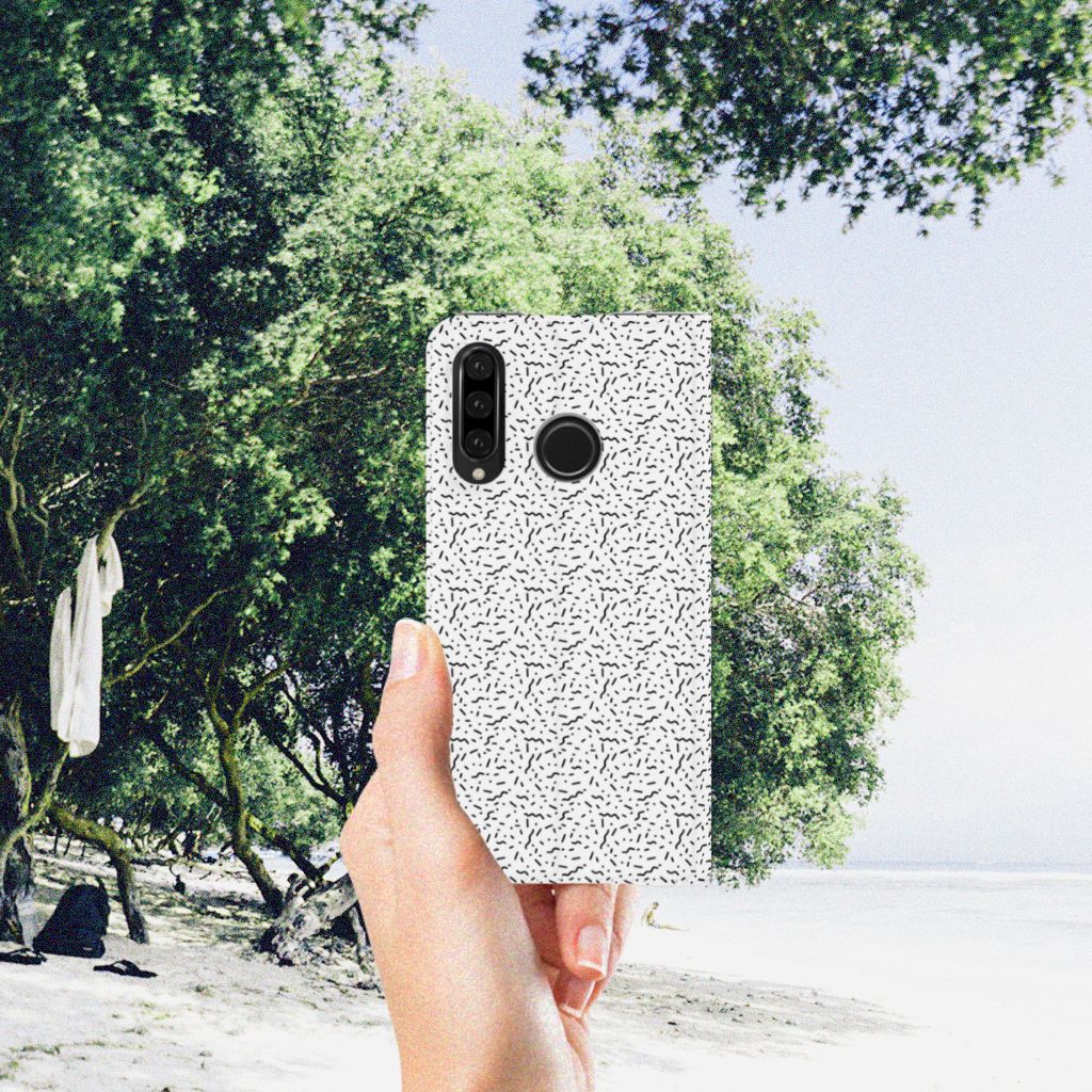 Huawei P30 Lite New Edition Hoesje met Magneet Stripes Dots