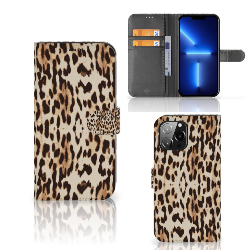 iPhone 13 Pro Max Telefoonhoesje met Pasjes Leopard