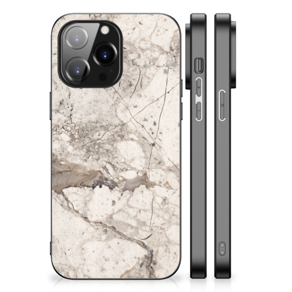 iPhone 14 Pro Max Marmeren Print Telefoonhoesje Marmer Beige