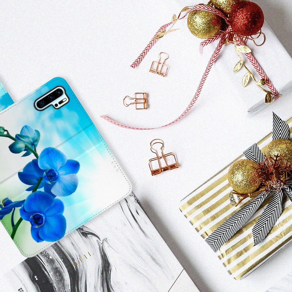 Huawei P30 Pro Hoesje Orchidee Blauw - Cadeau voor je Moeder