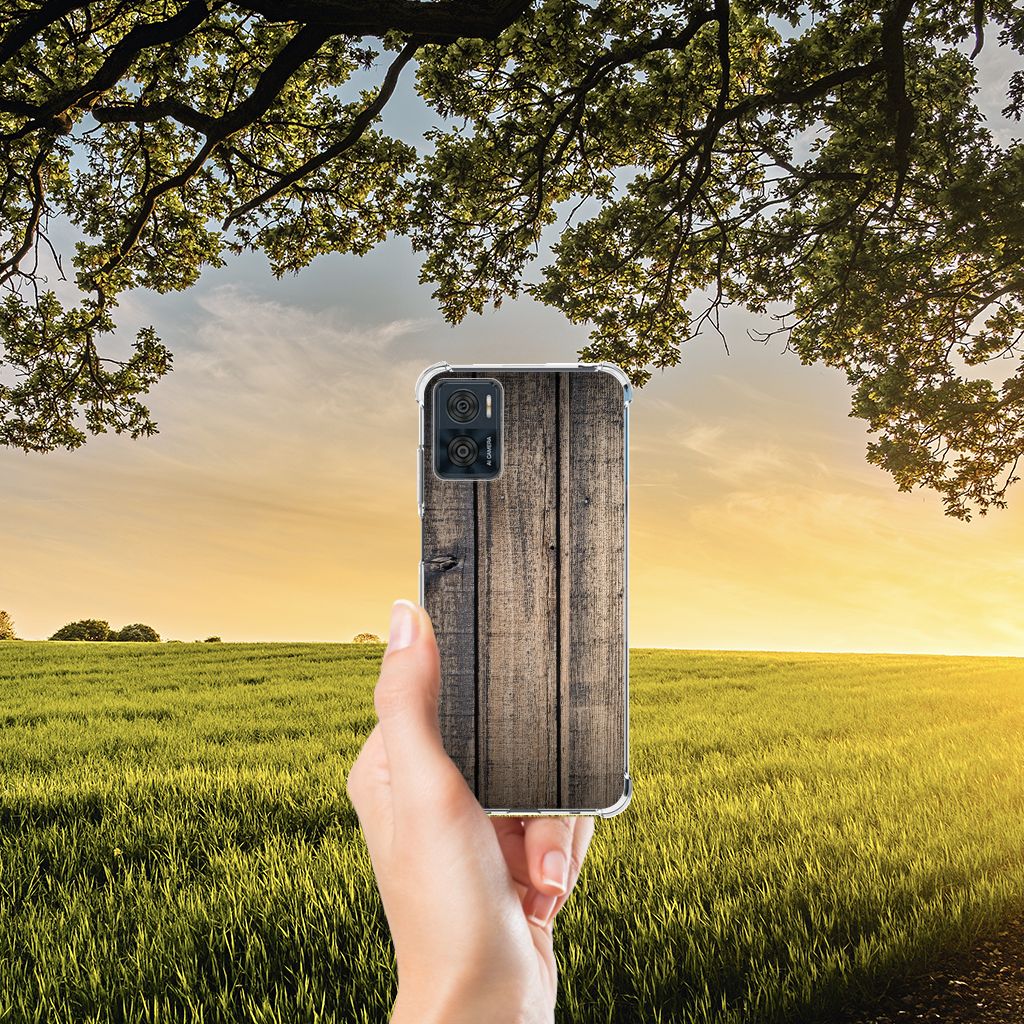 Motorola Moto E22 | E22i Stevig Telefoonhoesje Steigerhout B2C Telecom