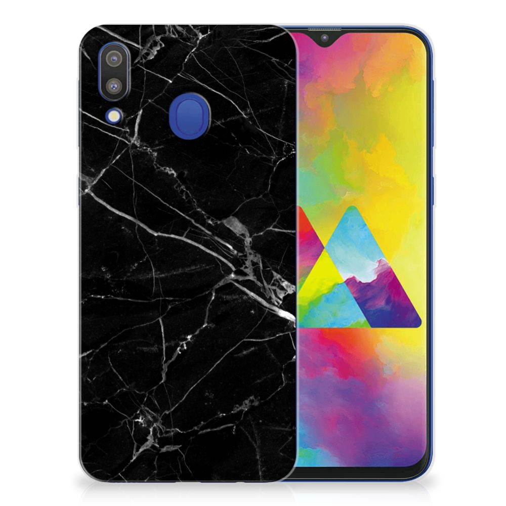 Samsung Galaxy M20 (Power) TPU Siliconen Hoesje Marmer Zwart - Origineel Cadeau Vader