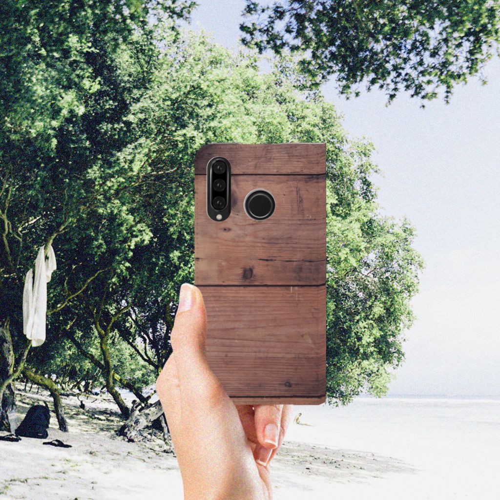 Huawei P30 Lite New Edition Book Wallet Case Old Wood