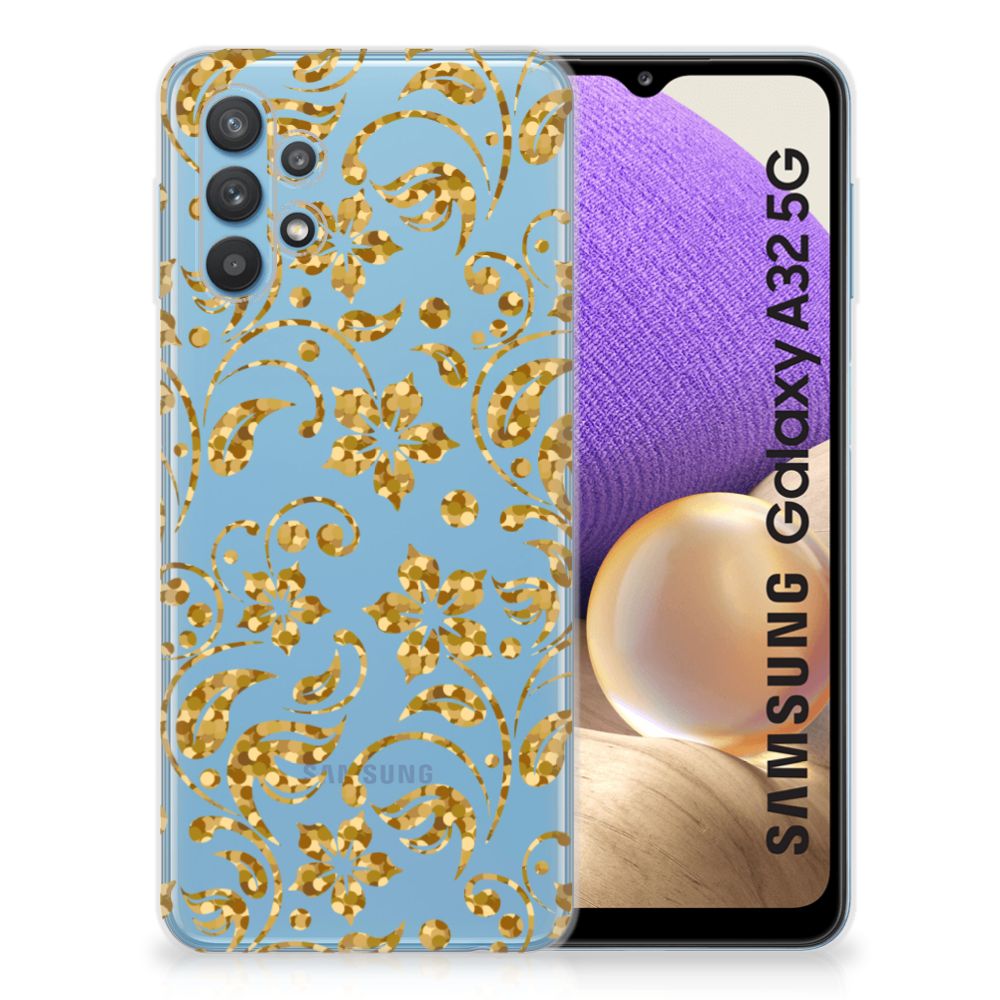 Samsung Galaxy A32 5G TPU Case Gouden Bloemen B2C Telecom
