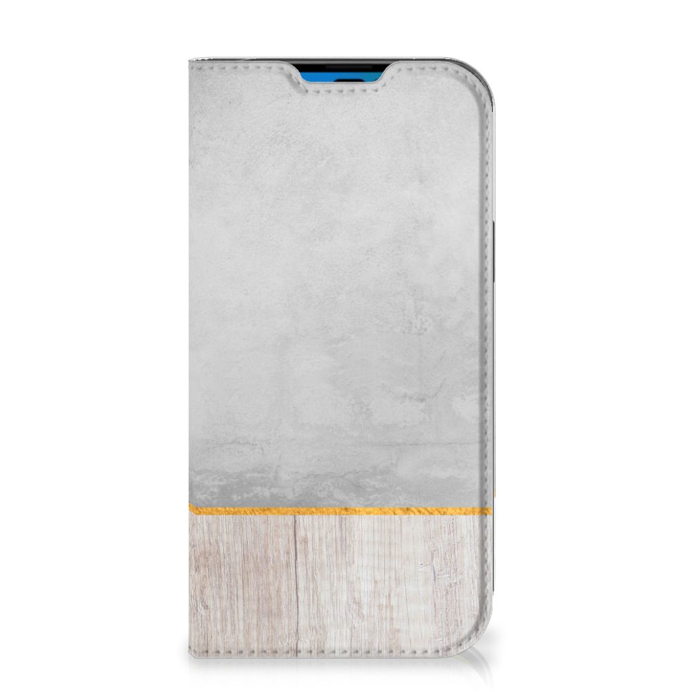 iPhone 14 Pro Book Wallet Case Wood Concrete - B2C Telecom
