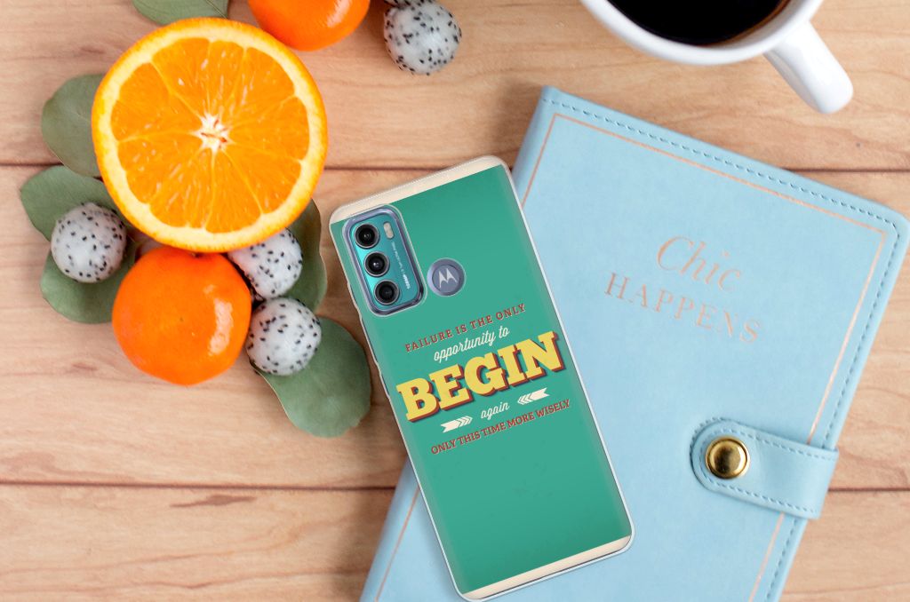 Motorola Moto G60 Siliconen hoesje met naam Quote Begin B2C Telecom