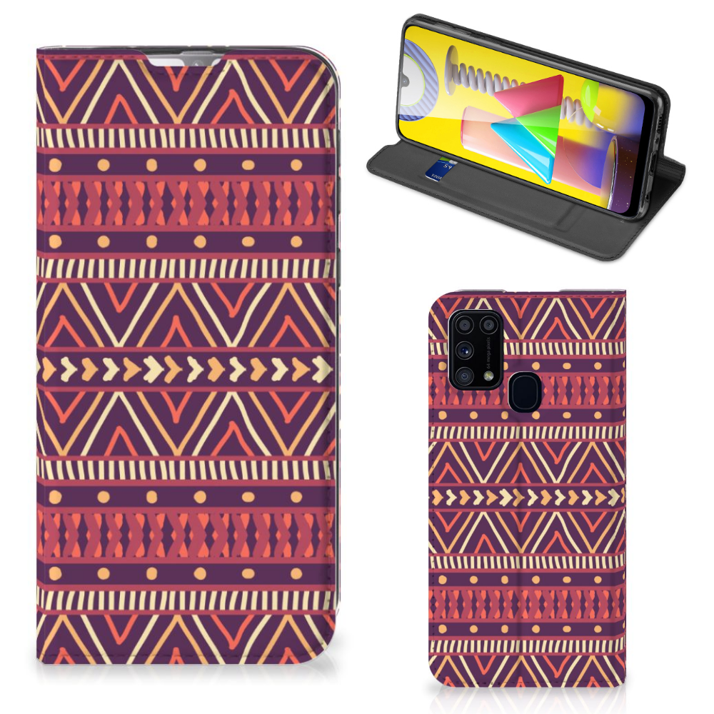 Samsung Galaxy M31 Hoesje met Magneet Aztec Paars - B2C Telecom
