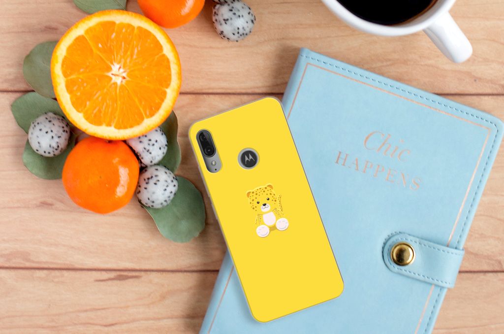 Motorola Moto E6 Plus Telefoonhoesje met Naam Baby Leopard