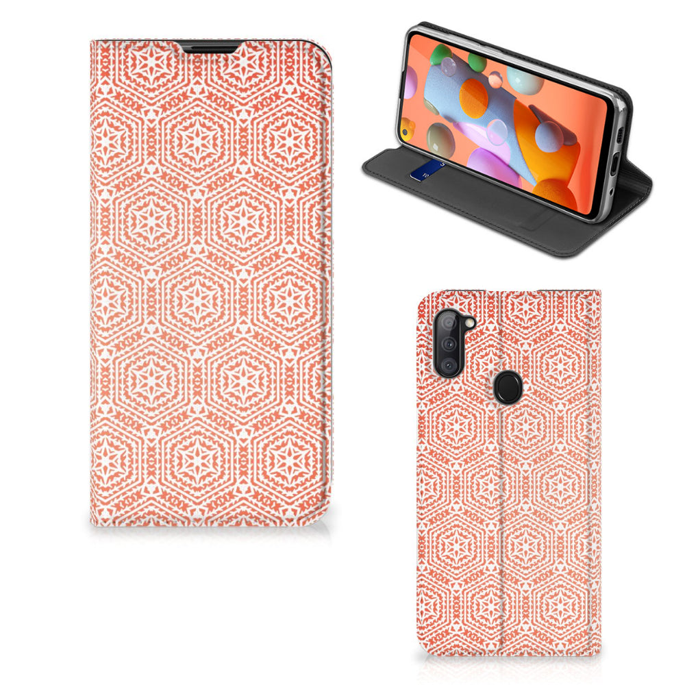 Samsung Galaxy M11 | A11 Hoesje met Magneet Pattern Orange