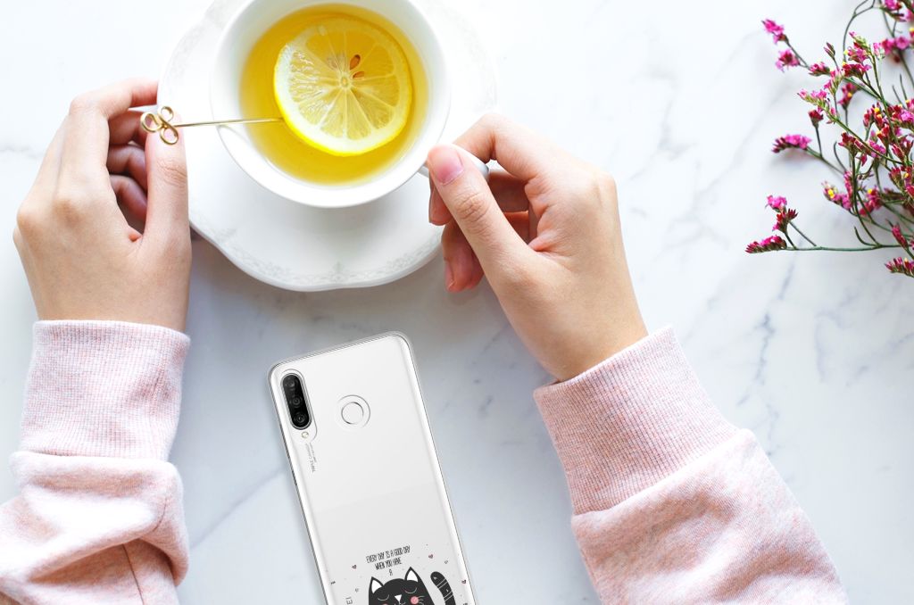 Huawei P30 Lite Telefoonhoesje met Naam Cat Good Day