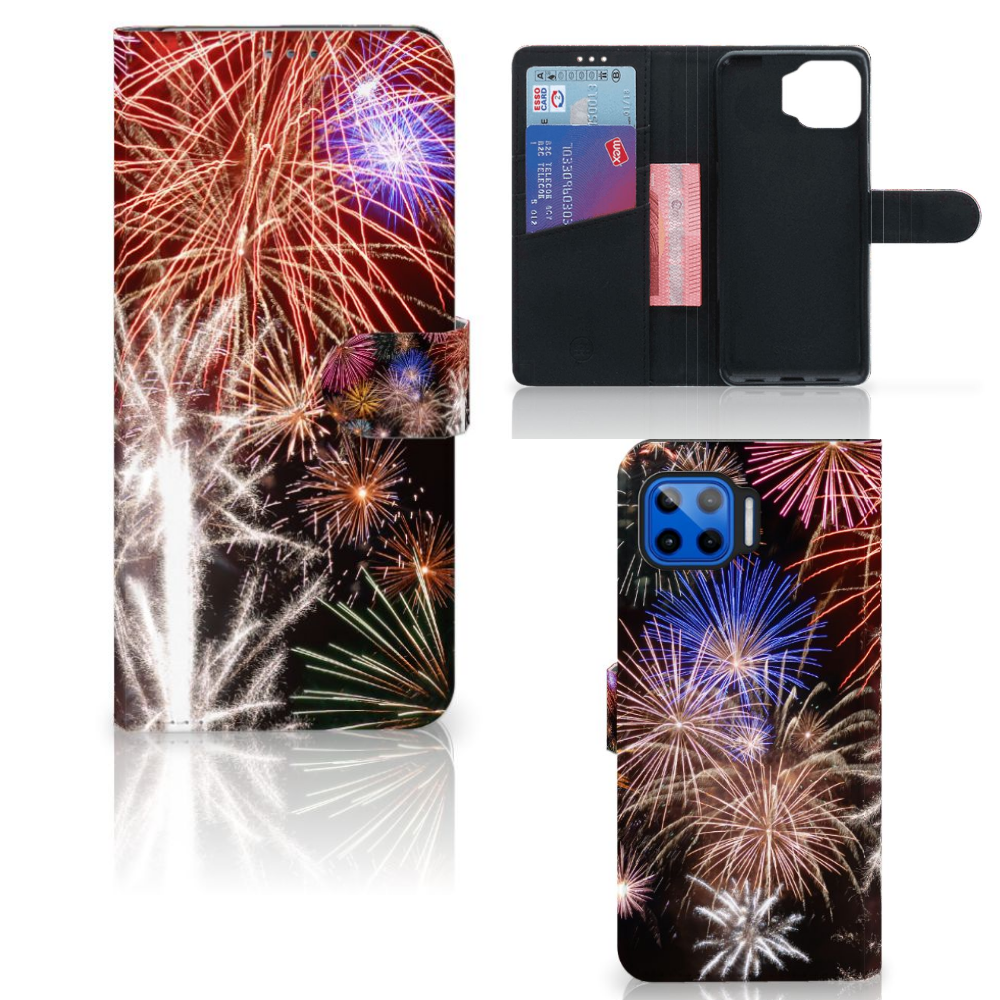 Motorola Moto G 5G Plus Wallet Case met Pasjes Vuurwerk