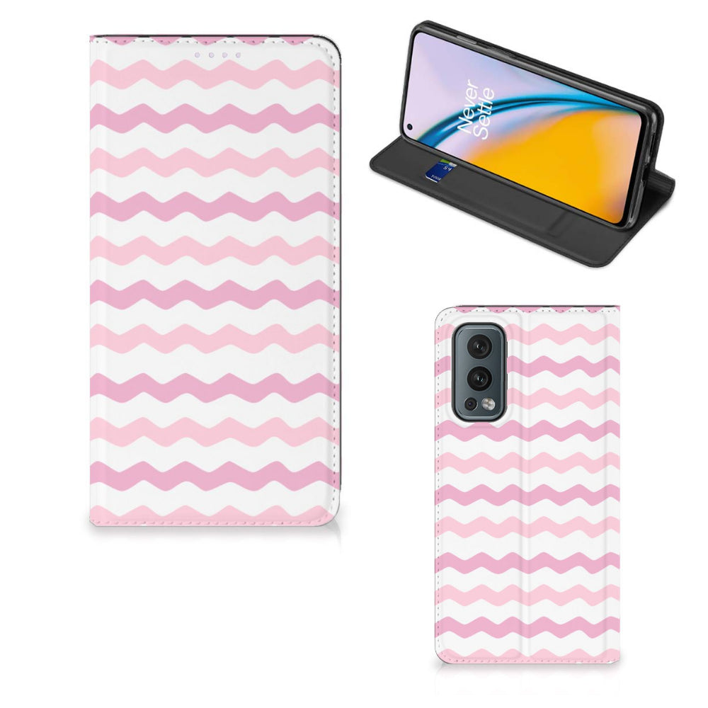 OnePlus Nord 2 5G Hoesje met Magneet Waves Roze