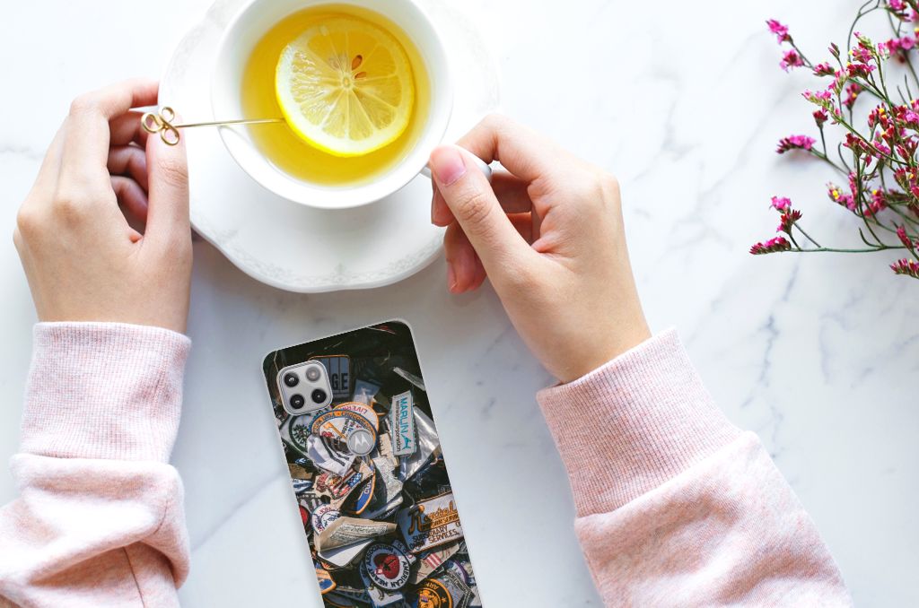 Motorola Moto G 5G Siliconen Hoesje met foto Badges B2C Telecom