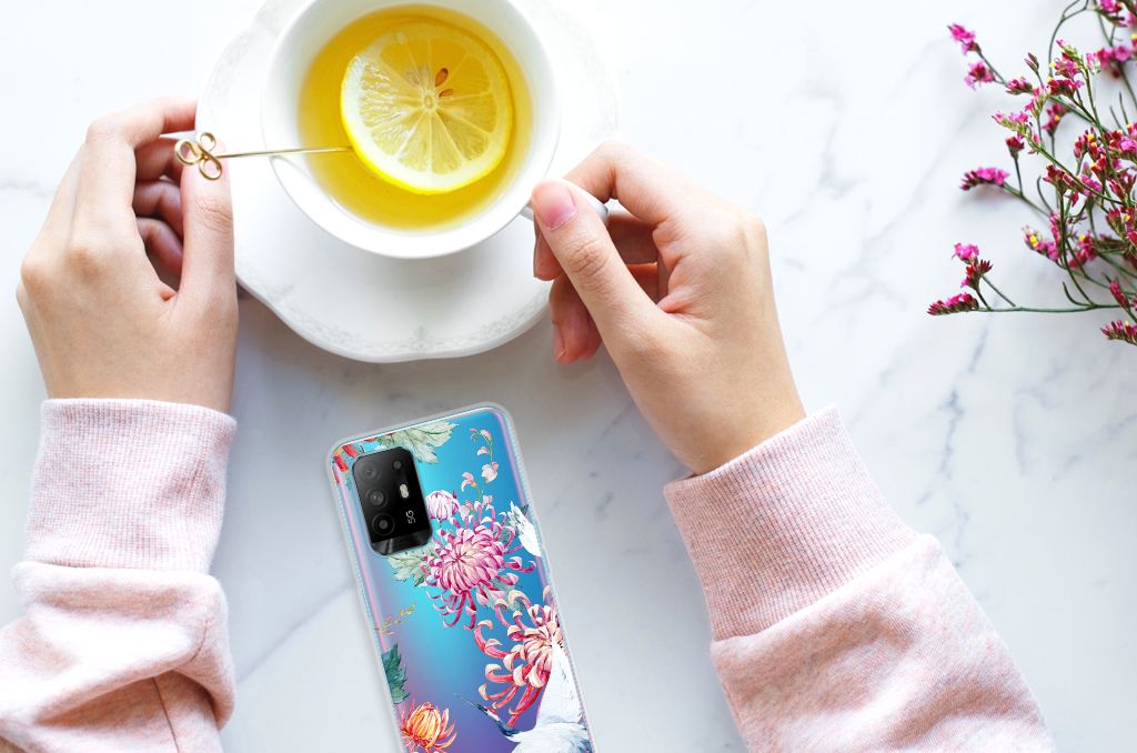 OPPO A94 5G | Reno5 Z TPU Hoesje Bird Flowers B2C Telecom