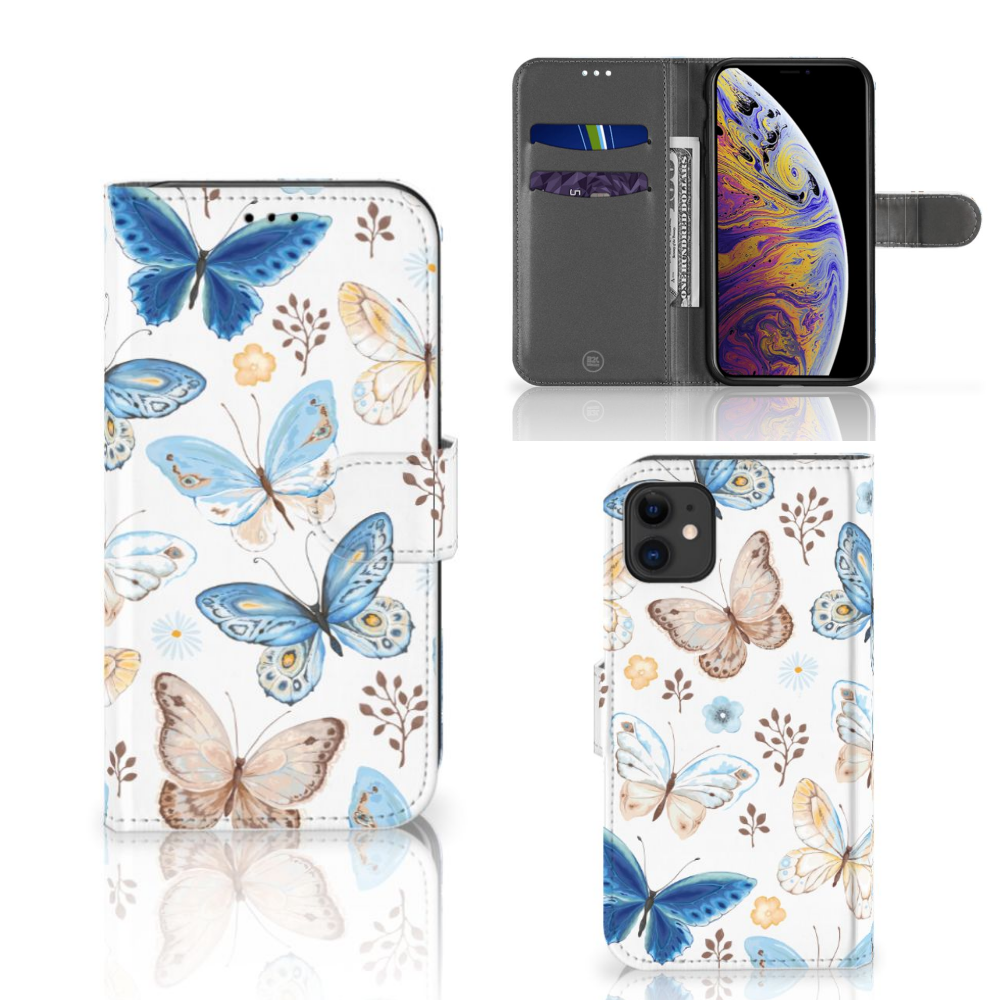 Telefoonhoesje met Pasjes voor Apple iPhone 11 Vlinder met kleurrijke vlinders en ruimte voor drie pasjes đĻ.