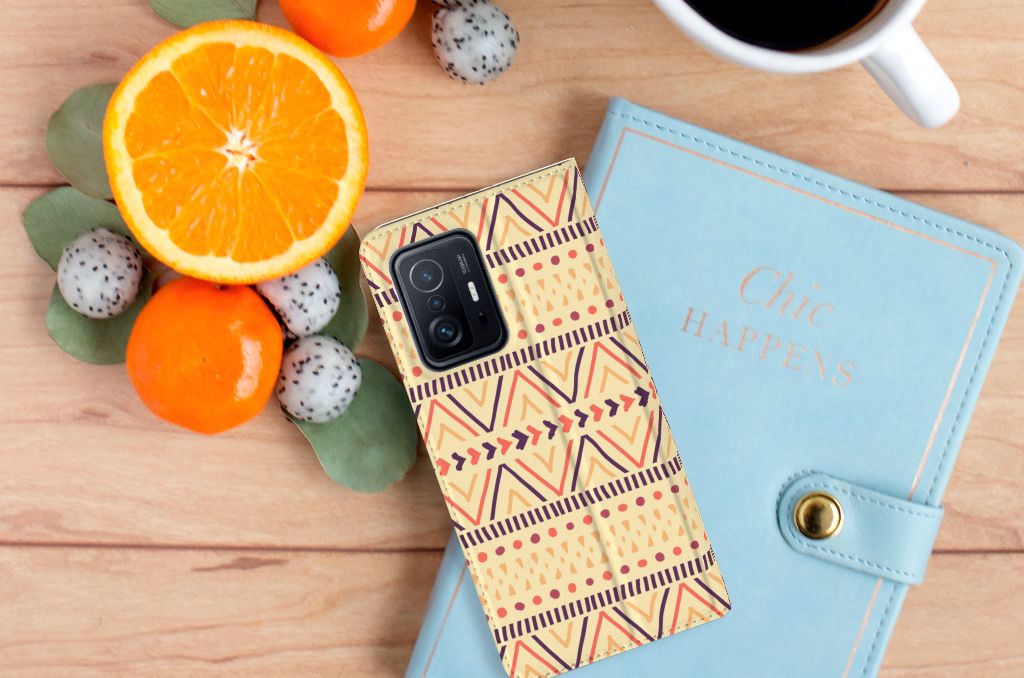 Xiaomi 11T | Xiaomi 11T Pro Hoesje met Magneet Aztec Yellow - B2C Telecom